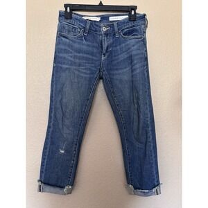Pilcro Anthropologie Slim Boyfriend Jeans Petite SZ 24 Womens Medium Wash Denim